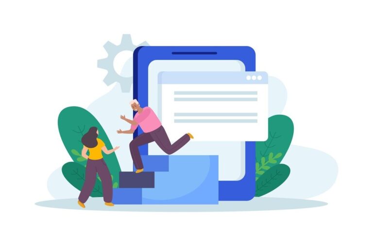 imgi 58 man with ladder flat composition with view doodle human characters runni